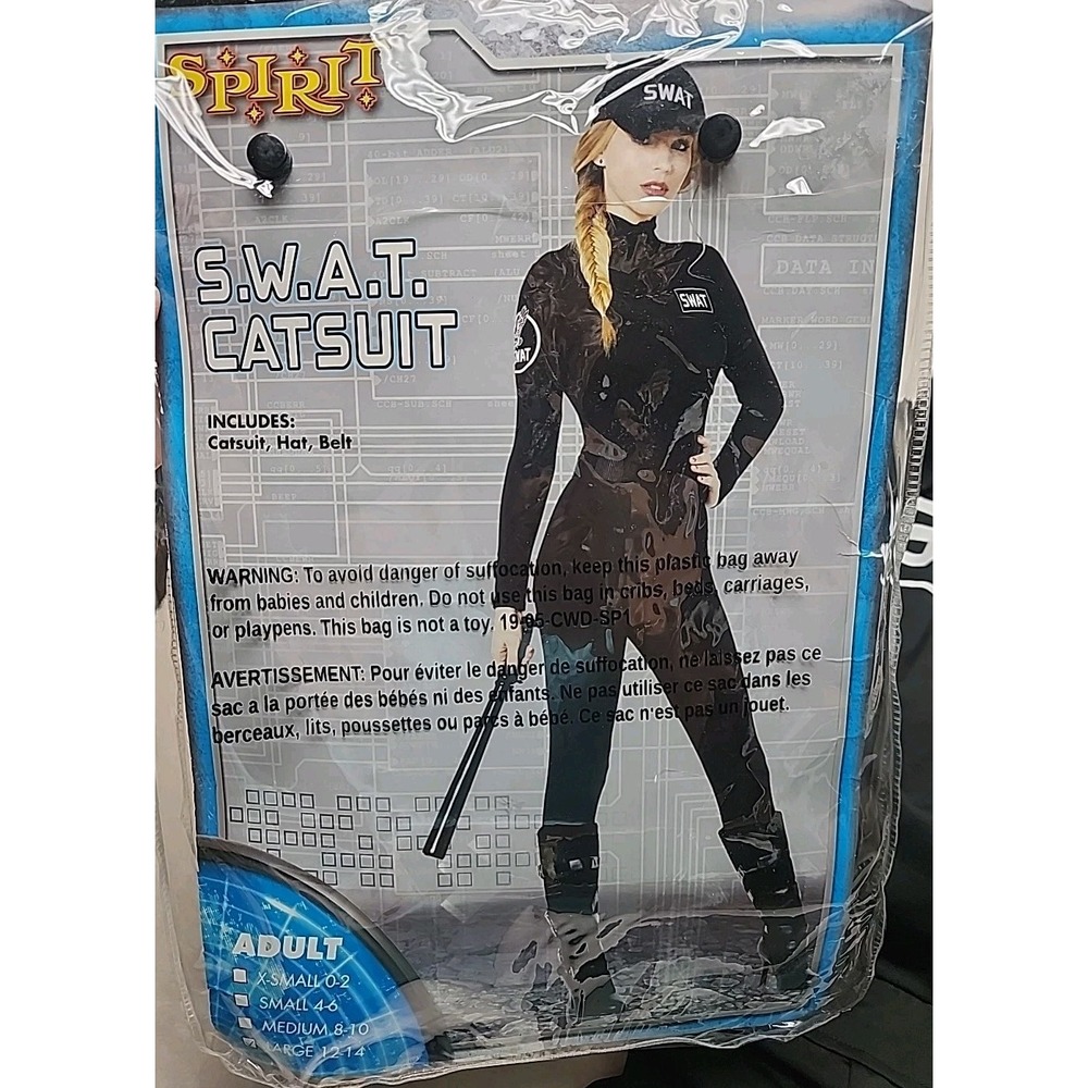 Adult Spirit S.W.A.T. Catsuit Costume Without Hat Size L 12-14